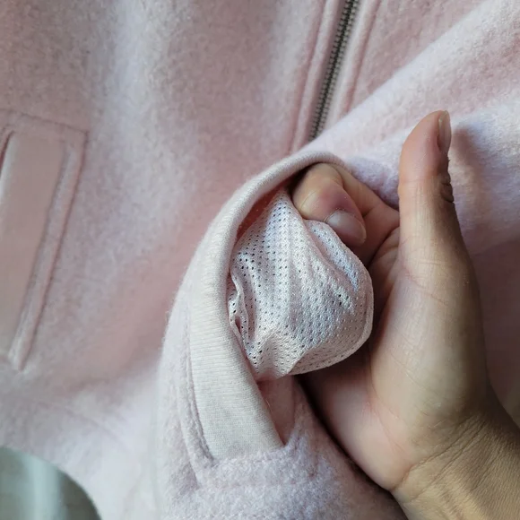 Lands' End Light Pink Wool-Blend Bomber Jacket Size 4 Full Zip Front Pockets - Picture 5 of 13